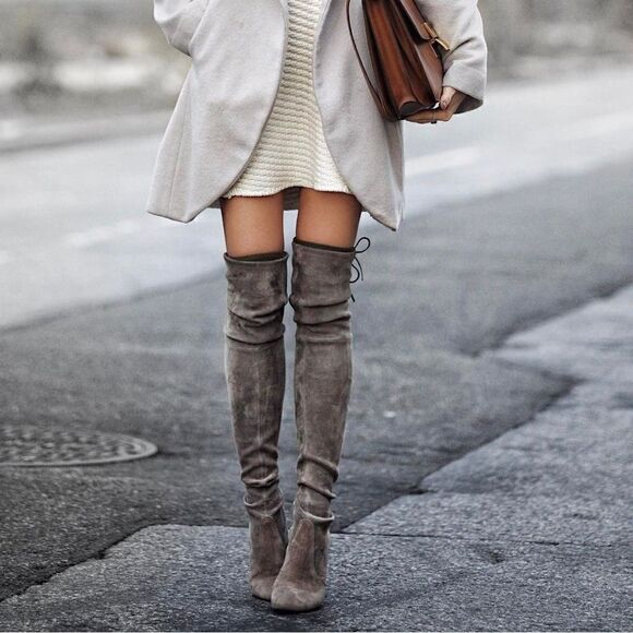 Stuart Weitzman highland grey suede over the knee boots - Picture 2 of 6